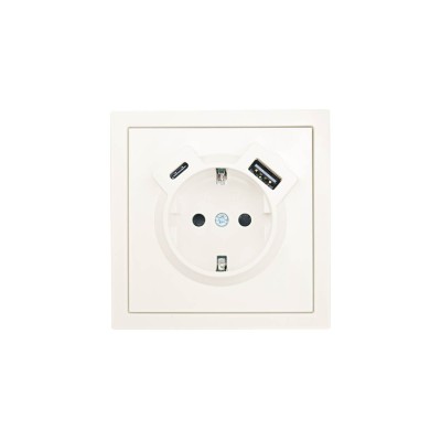 ZIMA Розетка с/з TC + USB разъем слоновая кость