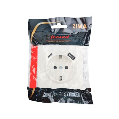 ZIMA Розетка с/з TC + USB разъем слоновая кость