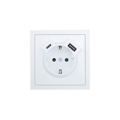 ZIMA Розетка с/з TC + USB разъем белая