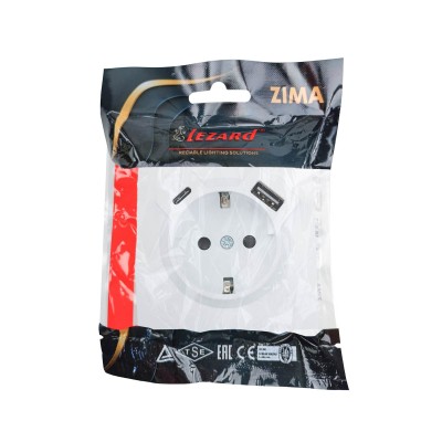 ZIMA Розетка с/з TC + USB разъем белая