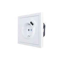 ZIMA Розетка с/з + USB разъем белая