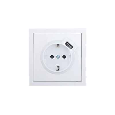 ZIMA Розетка с/з + USB разъем белая