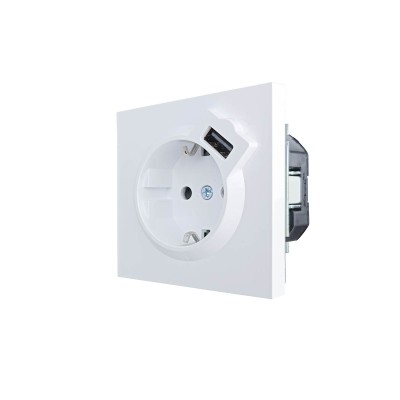 ZIMA Розетка с/з + USB разъем белая