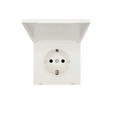 ZIMA Розетка с/з с крышкой ПБТ слоновая кость безвинтовой зажим/клемма IP-44