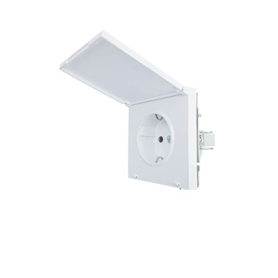 ZIMA Розетка с/з с крышкой ПБТ, белый, безвинтовой зажим/клемма IP-44