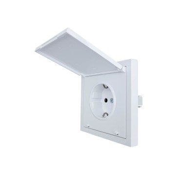 ZIMA Розетка с/з с крышкой ПБТ, белый, безвинтовой зажим/клемма IP-44