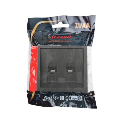 ZIMA Розетка 2-ая компьютерная чёрный бархат с модулем CAT6