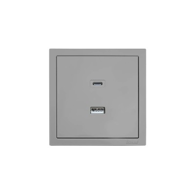 ZIMA Розетка TC+ USB разъем серый матовый