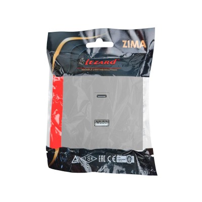 ZIMA Розетка TC+ USB разъем серый матовый