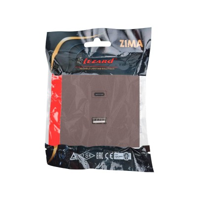 ZIMA Розетка TC+ USB разъем шоколад
