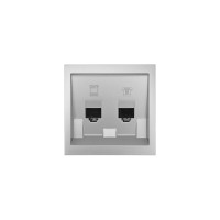 ZIMA Розетка компьютер+телефон серый матовый с модулем Cat 6