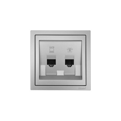 ZIMA Розетка компьютер+телефон серый матовый с модулем Cat 6