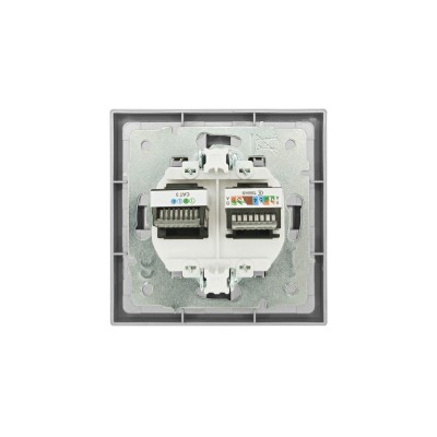 ZIMA Розетка компьютер+телефон серый матовый с модулем Cat 6