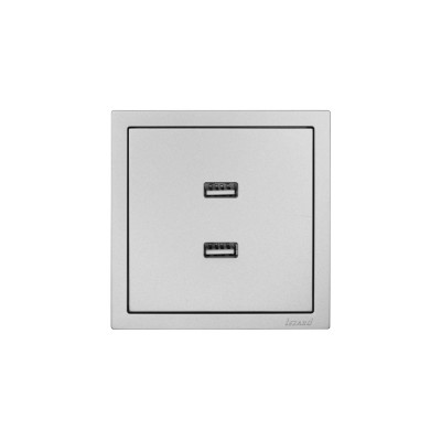 ZIMA Розетка 2-ая USB разъем серый матовый