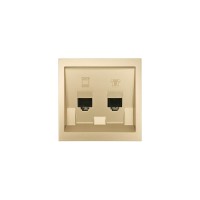 ZIMA Розетка компьютер+телефон золото с модулем Cat 6