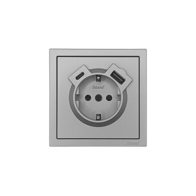 ZIMA Розетка с/з TC + USB разъем серый матовый