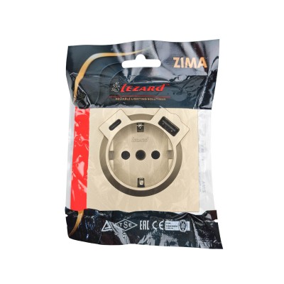 ZIMA Розетка с/з TC + USB разъем золото