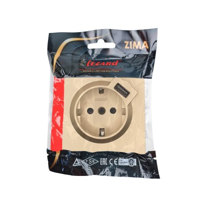 ZIMA Розетка с/з + USB разъем золото