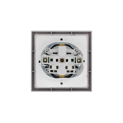 ZIMA Розетка с/з с крышкой ПБТ, серый матовый, безвинтовой зажим/клемма IP-44