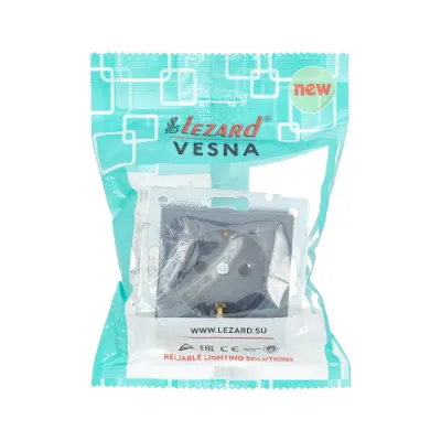 VESNA Розетка с заземлением  графит