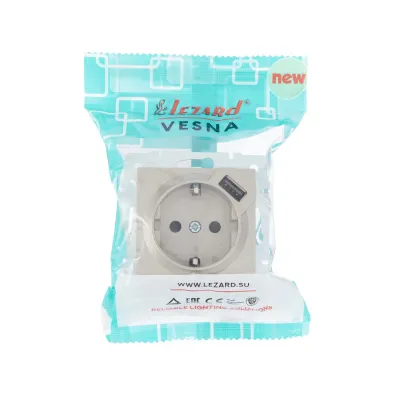 VESNA Розетка сз + USB разъём титан
