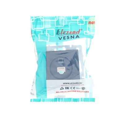 VESNA Розетка компьютерная – разъем Cat 5e – 1 пост  графит
