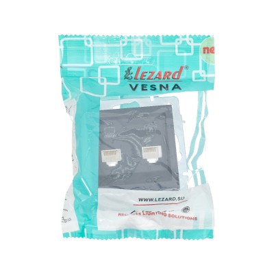 VESNA Розетка компьютерная + телефонная розетка Numeris (RJ45 Cat5e + Rj11)  графит