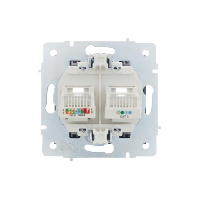 VESNA Розетка компьютерная + телефонная розетка Numeris (RJ45 Cat5e + Rj11)  графит