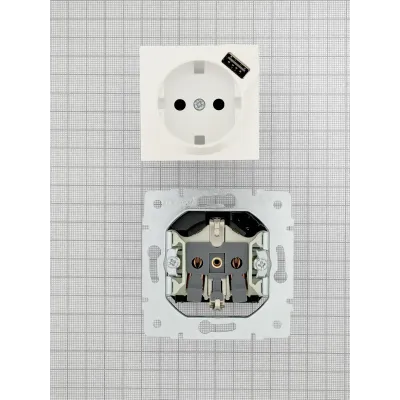 VESNA Розетка сз + USB разъём жемчужный