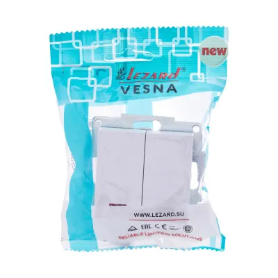 VESNA Выключатель двойной с подсветкой   белый