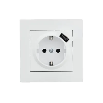 VESNA Розетка сз + USB разъём белый