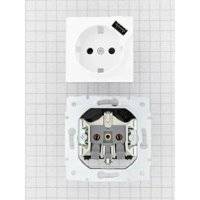 VESNA Розетка сз + USB разъём белый