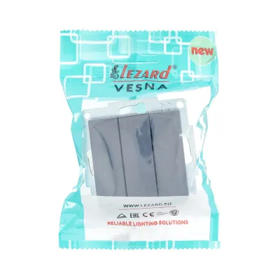 VESNA Выключатель трехклавишный  графит