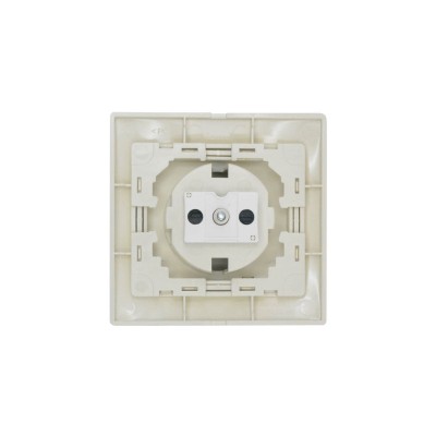 MIRA Розетка с/з с крышкой ПБТ крем IP44.