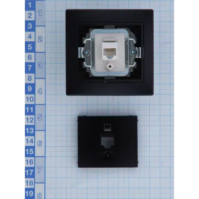 MIRA Розетка компьютерная RJ45Cat 5e    черный бархат