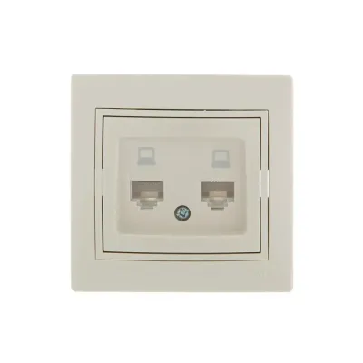 MIRA Розетка компьютерная двойная RJ45Cat 5e   кремовый