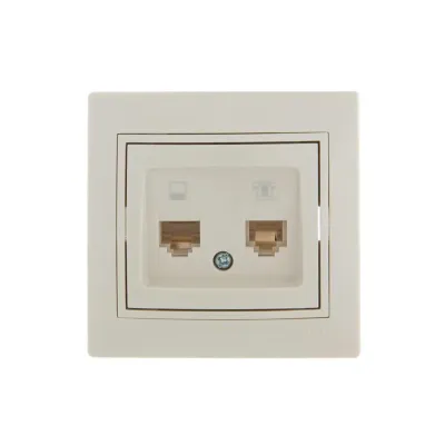 MIRA Розетка компьютер + телефон (RJ45 Cat 5e+RJ11)   кремовый