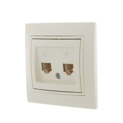 MIRA Розетка компьютер + телефон (RJ45 Cat 5e+RJ11)   кремовый