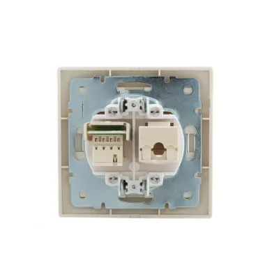 MIRA Розетка компьютер + телефон (RJ45 Cat 5e+RJ11)   кремовый
