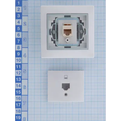 MIRA Розетка компьютерная RJ45Cat 5e   белый/серый