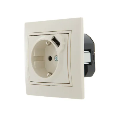 MIRA Розетка сз + USB разъём кремовый