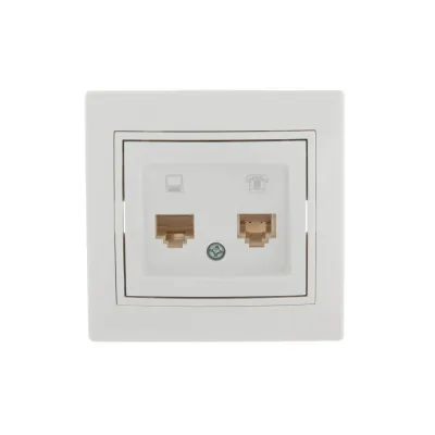 MIRA Розетка компьютер + телефон (RJ45 Cat 5e+RJ11)     белый