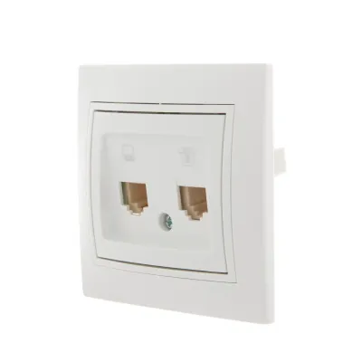 MIRA Розетка компьютер + телефон (RJ45 Cat 5e+RJ11)     белый