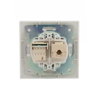 MIRA Розетка компьютер + телефон (RJ45 Cat 5e+RJ11)     белый