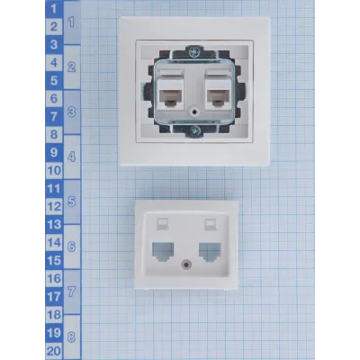 MIRA Розетка компьютерная двойная RJ45Cat 5e     белый