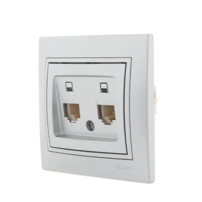 MIRA Розетка компьютерная двойная RJ45Cat 5e серебро