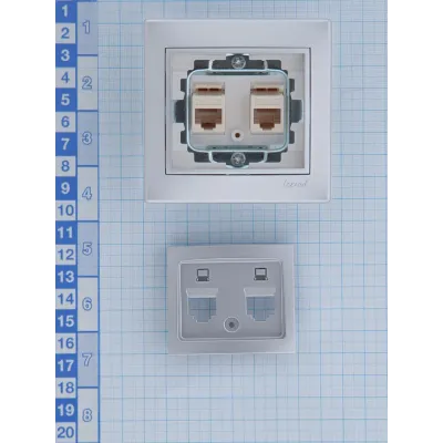 MIRA Розетка компьютерная двойная RJ45Cat 5e серебро