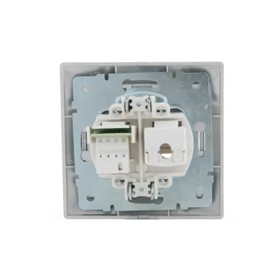 MIRA Розетка компьютер + телефон (RJ45 Cat 5e+RJ11) серебро