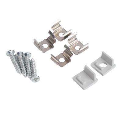 Профиль накладной для светодиодной ленты FERON LF-1010-E «накладной», цвет серебро, в комплекте 2 заглушки + экран + 4 крепежа, 2000*10*10мм