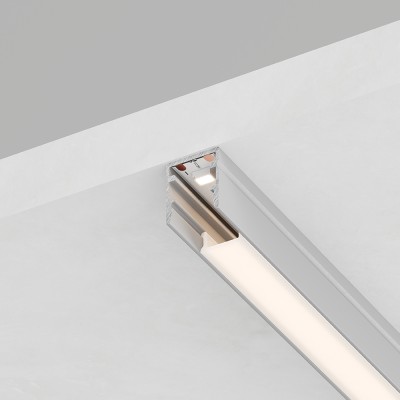 Профиль накладной для светодиодной ленты FERON LF-1010-E «накладной», цвет серебро, в комплекте 2 заглушки + экран + 4 крепежа, 2000*10*10мм